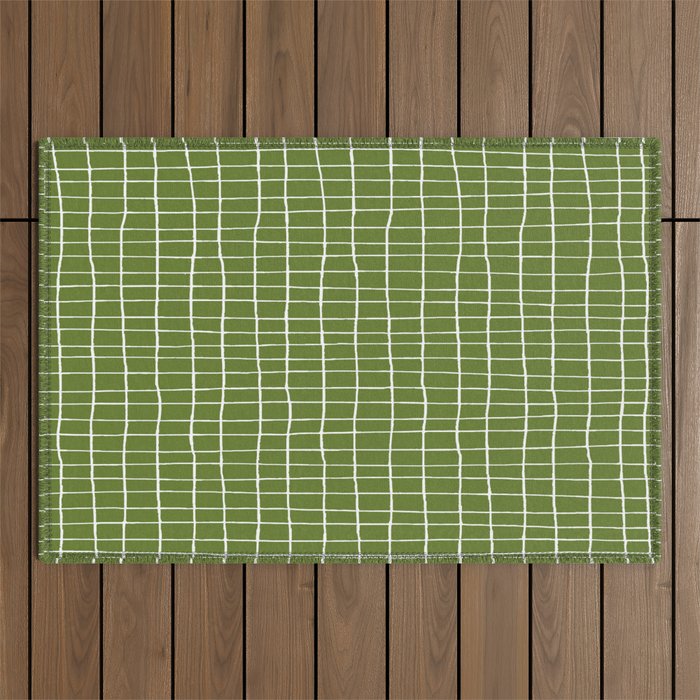 Olive Green Grid | PATTERN 05: The Retro Edition Outdoor Rug Gallery Image 1