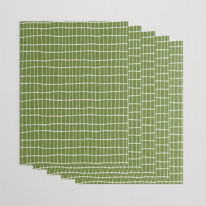 Olive Green Grid | PATTERN 05: The Retro Edition Wrapping Paper Gallery Image 3