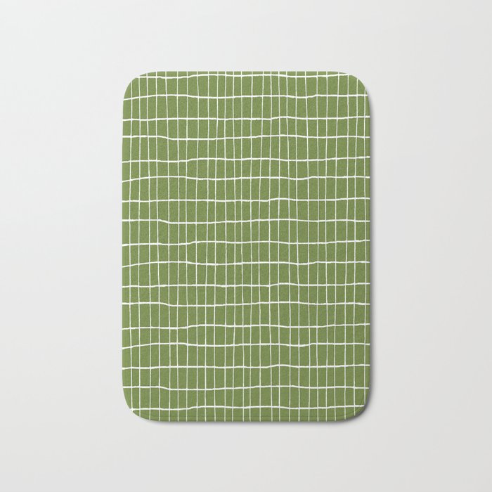 Olive Green Grid | PATTERN 05: The Retro Edition Bath Mat Gallery Image 1