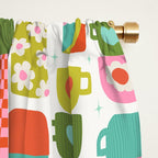 Retro Coffee Thermoses Multicolor on White Window Curtain Gallery Image 2