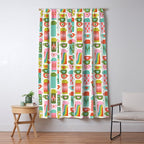Retro Coffee Thermoses Multicolor on White Window Curtain Gallery Image 5