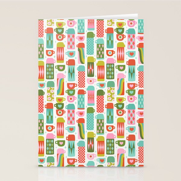 Retro Coffee Thermoses Multicolor on White Stationery Card Gallery Image 1