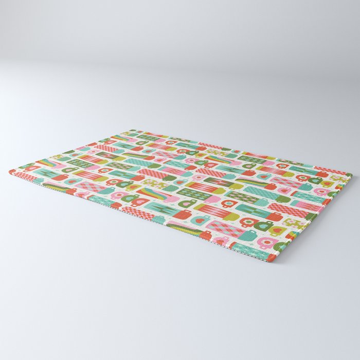 Retro Coffee Thermoses Multicolor on White Rug Gallery Image 3