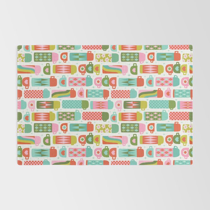 Retro Coffee Thermoses Multicolor on White Rug Gallery Image 2
