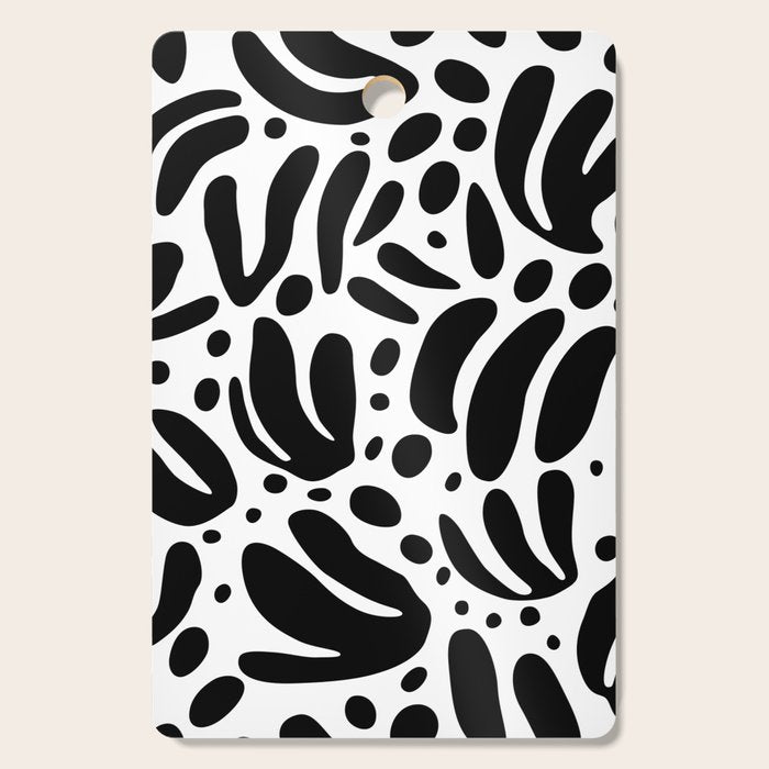 Black and white organic plant leaf art pattern Cutting Board Gallery Image 1