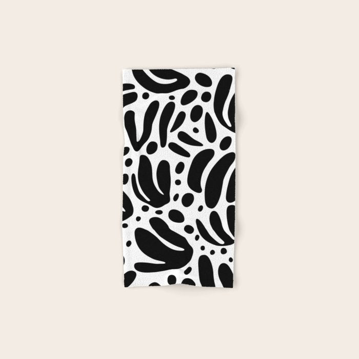 Black and white organic plant leaf art pattern Bath Towel Gallery Image 1
