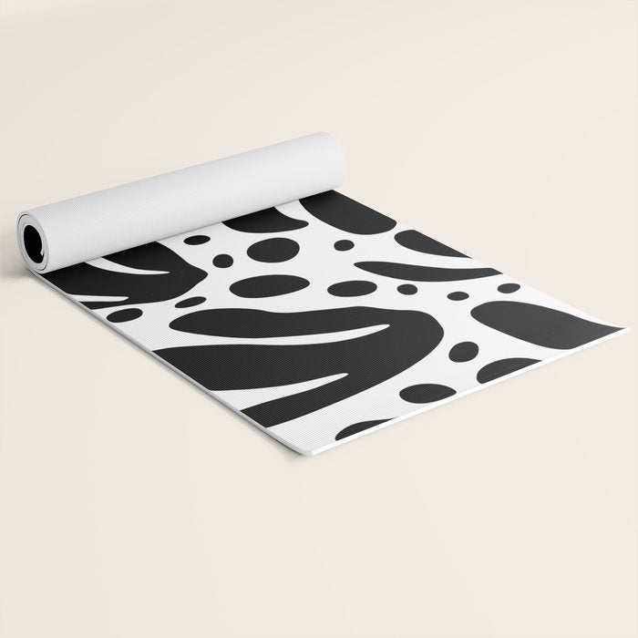 Black and white organic plant leaf art pattern Yoga Mat Gallery Image 2