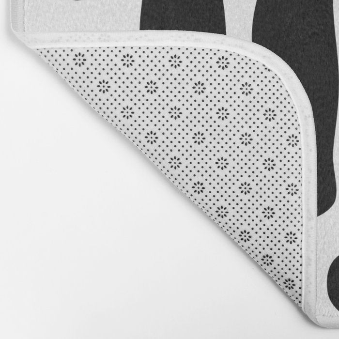 Black and white organic plant leaf art pattern Bath Mat Gallery Image 2