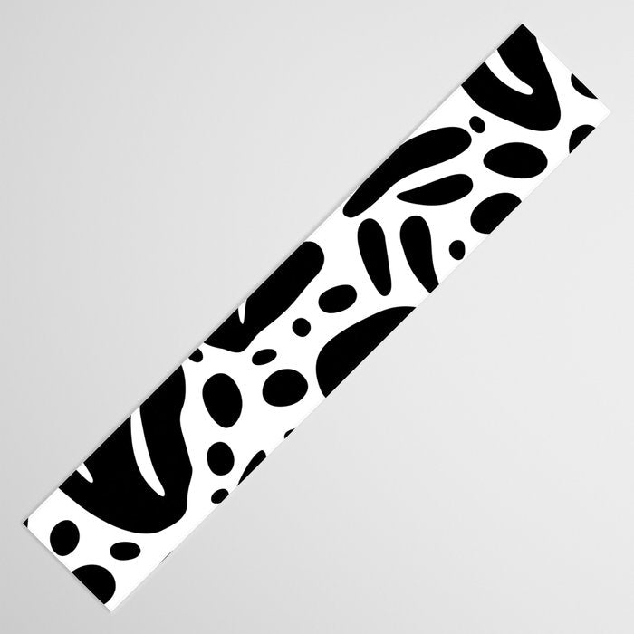Black and white organic plant leaf art pattern Table Runner Gallery Image 3