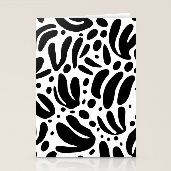 Black and white organic plant leaf art pattern Stationery Card Gallery Image 1