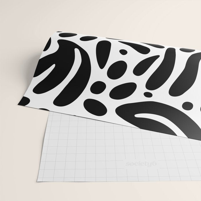 Black and white organic plant leaf art pattern Wrapping Paper Gallery Image 2