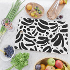 Black and white organic plant leaf art pattern Cutting Board Gallery Image 2
