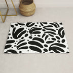 Black and white organic plant leaf art pattern Rug Gallery Image 1