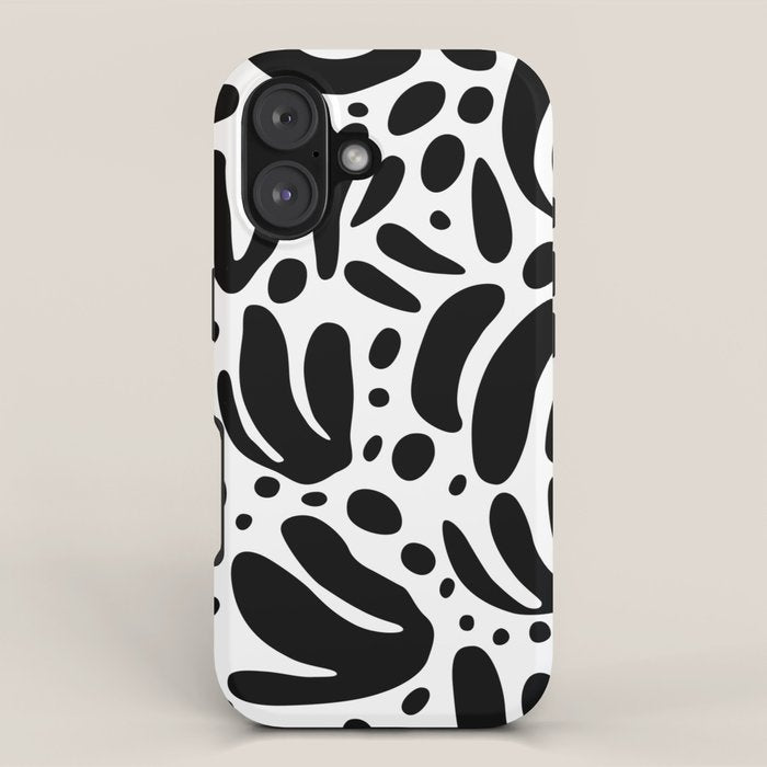 Black and white organic plant leaf art pattern iPhone Case Gallery Image 1