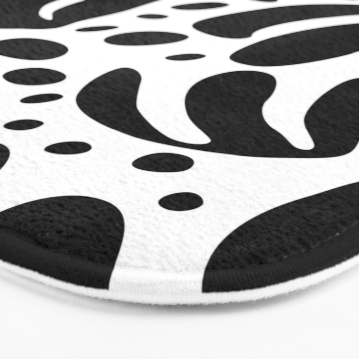 Black and white organic plant leaf art pattern Bath Mat Gallery Image 3