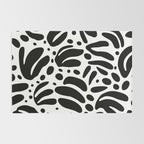 Black and white organic plant leaf art pattern Rug Gallery Image 2