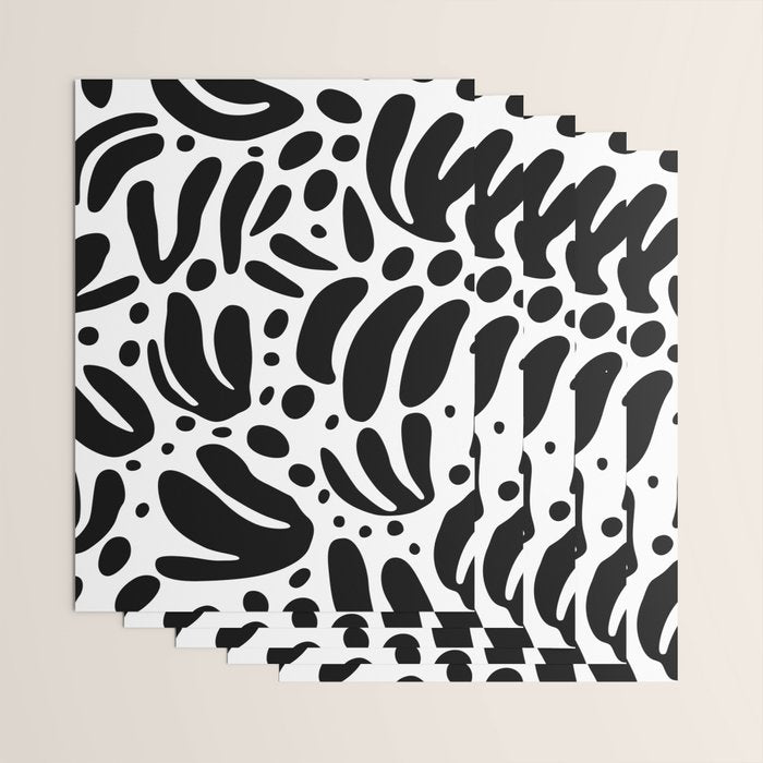 Black and white organic plant leaf art pattern Wrapping Paper Gallery Image 3
