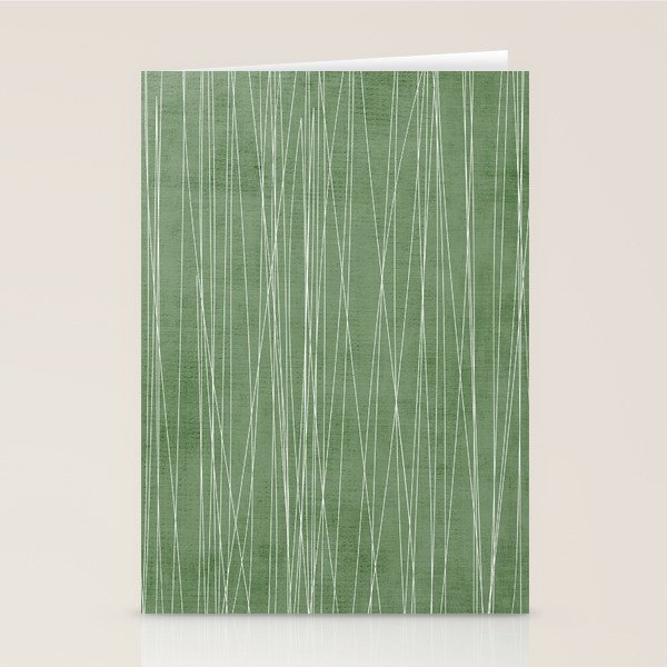 White Lines Green Background Minimal Art Stationery Card Gallery Image 1