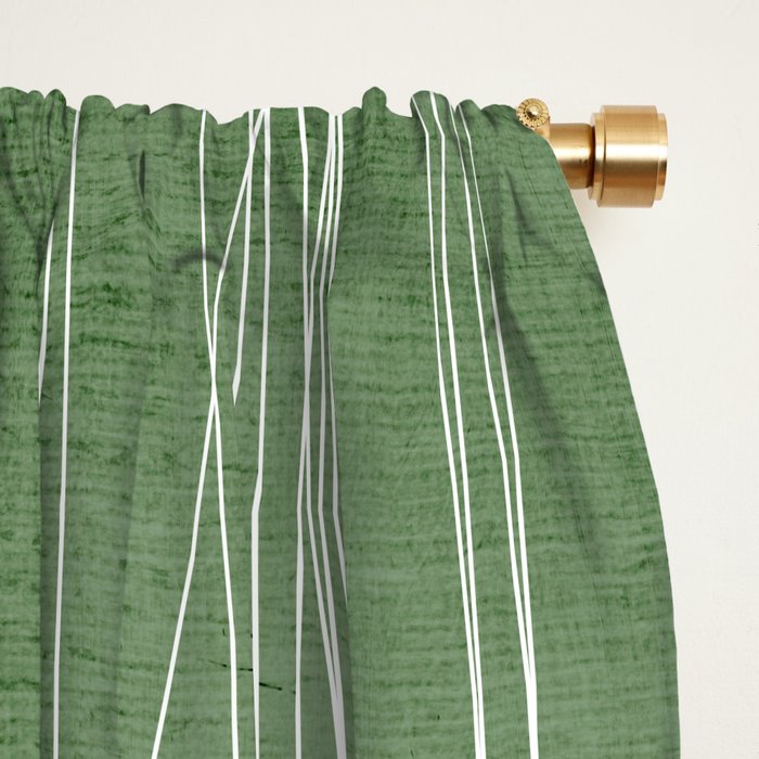 White Lines Green Background Minimal Art Window Curtain Gallery Image 2