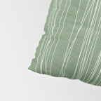 White Lines Green Background Minimal Art Pillow Sham Gallery Image 4