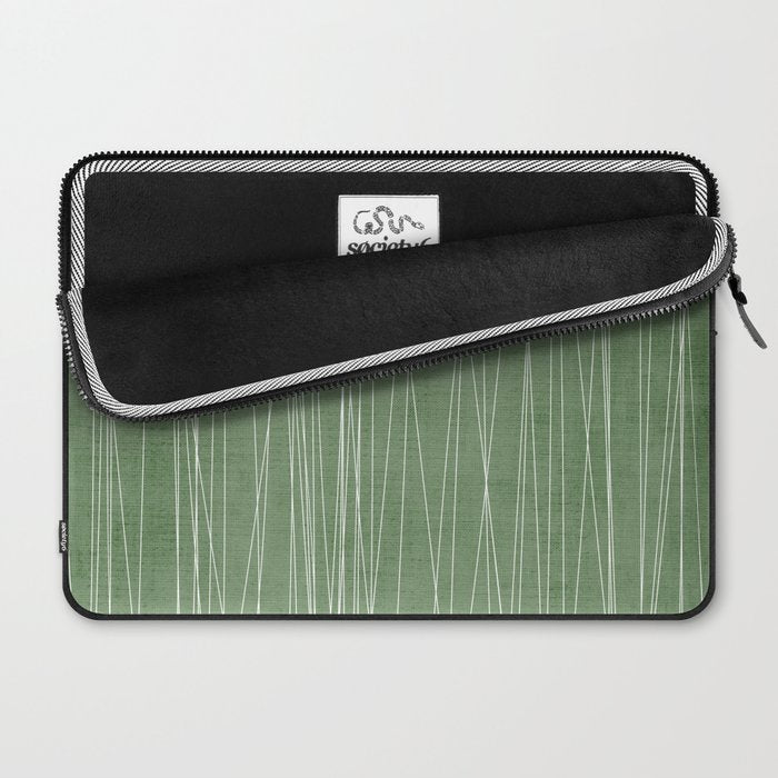 White Lines Green Background Minimal Art Laptop Sleeve Gallery Image 2