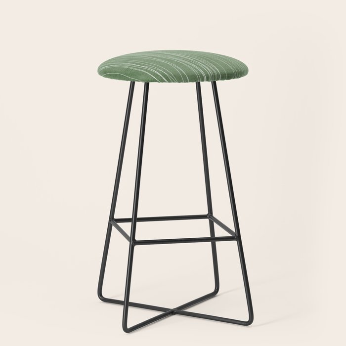 White Lines Green Background Minimal Art Stool Gallery Image 1