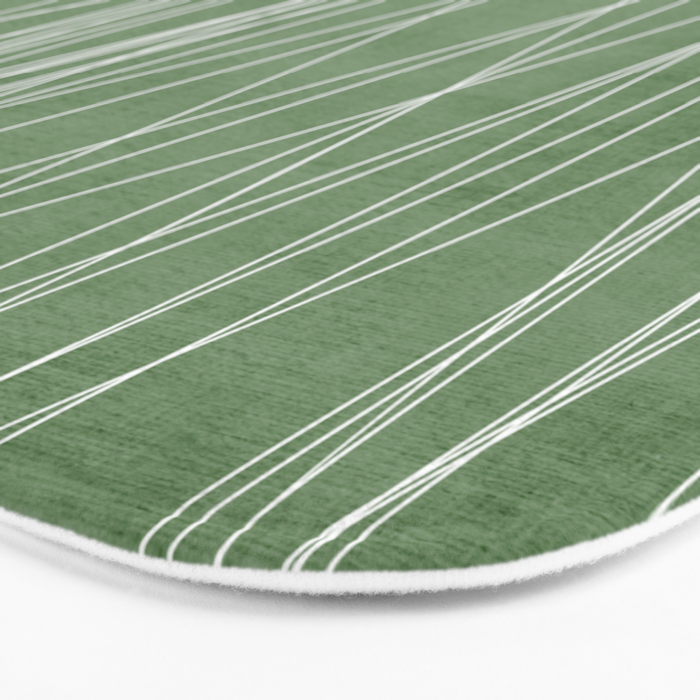 White Lines Green Background Minimal Art Bath Mat Gallery Image 3