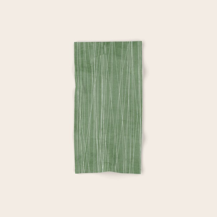 White Lines Green Background Minimal Art Bath Towel Gallery Image 1