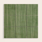 White Lines Green Background Minimal Art Wood Wall Art Gallery Image 1