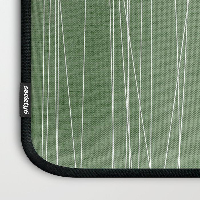 White Lines Green Background Minimal Art Laptop Sleeve Gallery Image 3