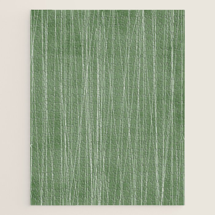 White Lines Green Background Minimal Art Jigsaw Puzzle Gallery Image 1
