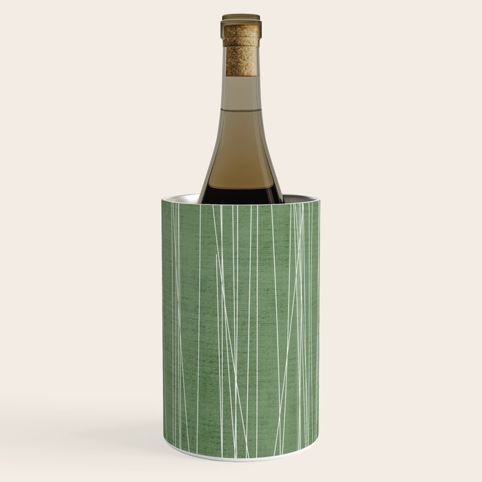 White Lines Green Background Minimal Art Wine Chiller Gallery Image 2