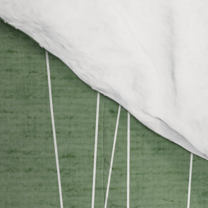 White Lines Green Background Minimal Art Comforter Gallery Image 4