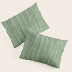 White Lines Green Background Minimal Art Pillow Sham Gallery Image 3