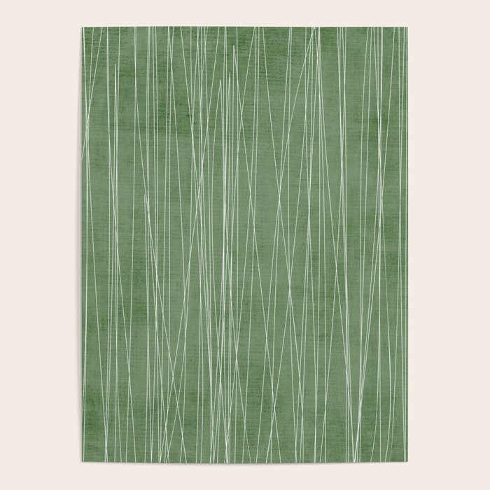 White Lines Green Background Minimal Art Poster Gallery Image 4