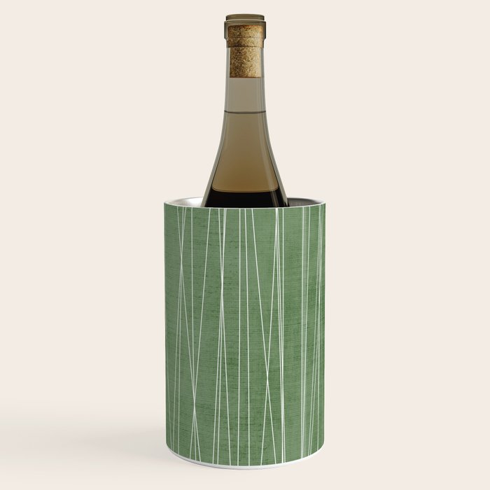 White Lines Green Background Minimal Art Wine Chiller Gallery Image 3