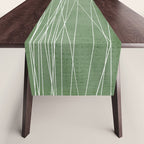 White Lines Green Background Minimal Art Table Runner Gallery Image 1