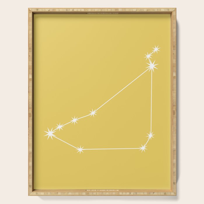 Capricorn Zodiac Star Constellation Line Art Soft Yellow Serving Tray Gallery Image 1