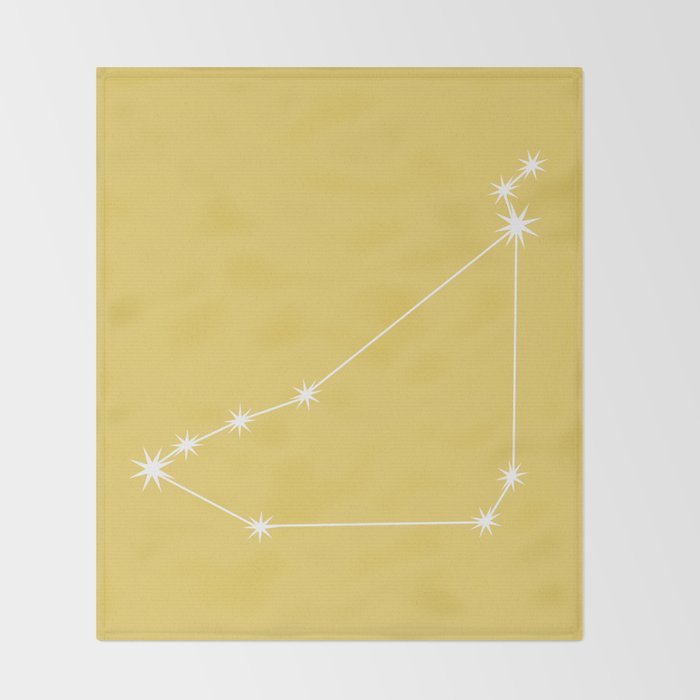 Capricorn Zodiac Star Constellation Line Art Soft Yellow Throw Blanket Gallery Image 2