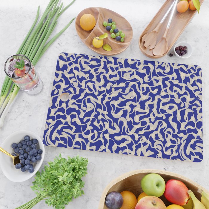 Playful strokes #1 / Beige on Blue Cutting Board Gallery Image 2