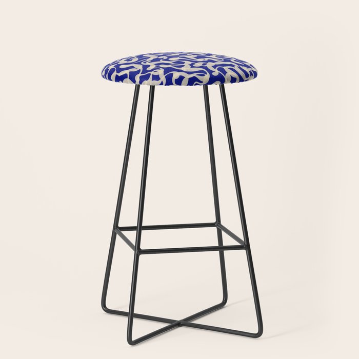 Playful strokes #1 / Beige on Blue Stool Gallery Image 1