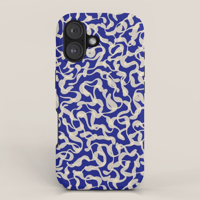 Playful strokes #1 / Beige on Blue iPhone Case Gallery Image 1