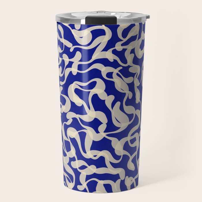 Playful strokes #1 / Beige on Blue Travel Mug Gallery Image 1