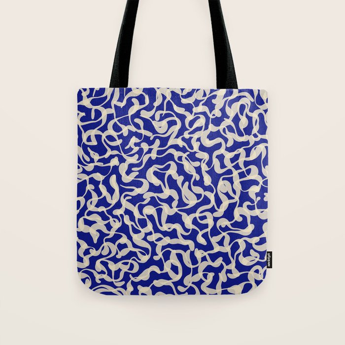 Playful strokes #1 / Beige on Blue Tote Bag Gallery Image 1