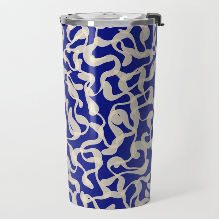 Playful strokes #1 / Beige on Blue Travel Mug Gallery Image 2