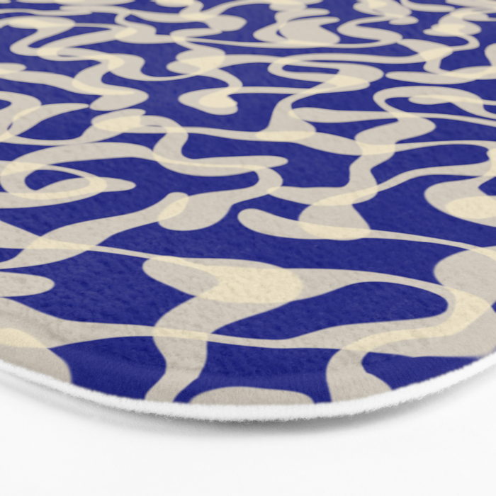 Playful strokes #1 / Beige on Blue Bath Mat Gallery Image 3