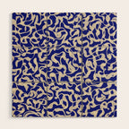 Playful strokes #1 / Beige on Blue Wood Wall Art Gallery Image 1
