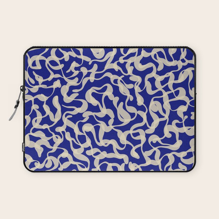 Playful strokes #1 / Beige on Blue Laptop Sleeve Gallery Image 1