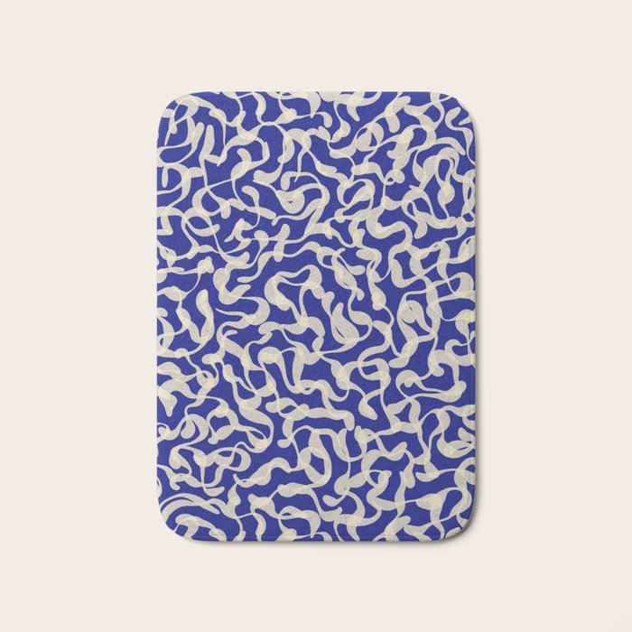 Playful strokes #1 / Beige on Blue Bath Mat Gallery Image 1