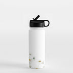 white Margaret daisy watercolor Water Bottle Gallery Image 1